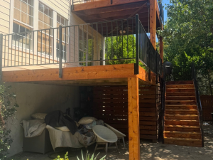 Deck ledger separation from house wall structural failure example