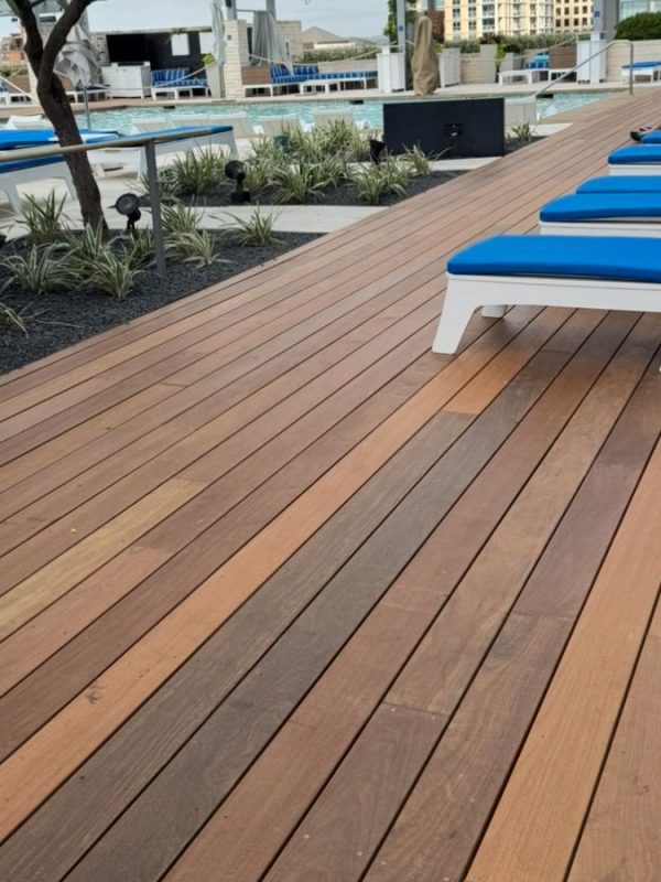 Commercial deck construction on Austin Texas restaurant outdoor seating area