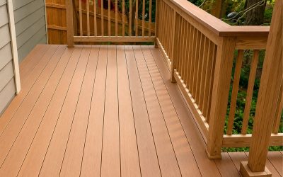 Trex composite decking finished on Austin Texas backyard with cool gray finish