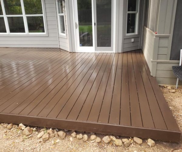 Deck strip and sand preparation before resealing on Austin cedar deck