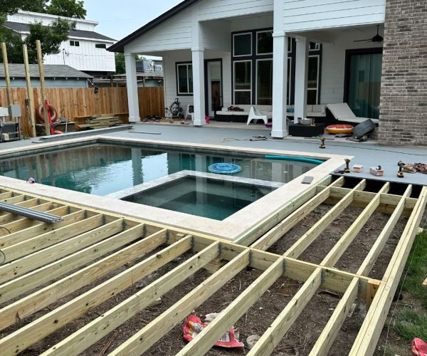 Old deck removal and demolition during Austin Texas replacement project