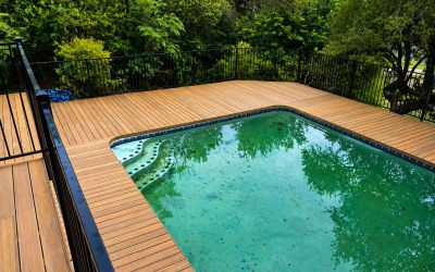 Pool deck surround installation in Round Rock Texas residential backyard